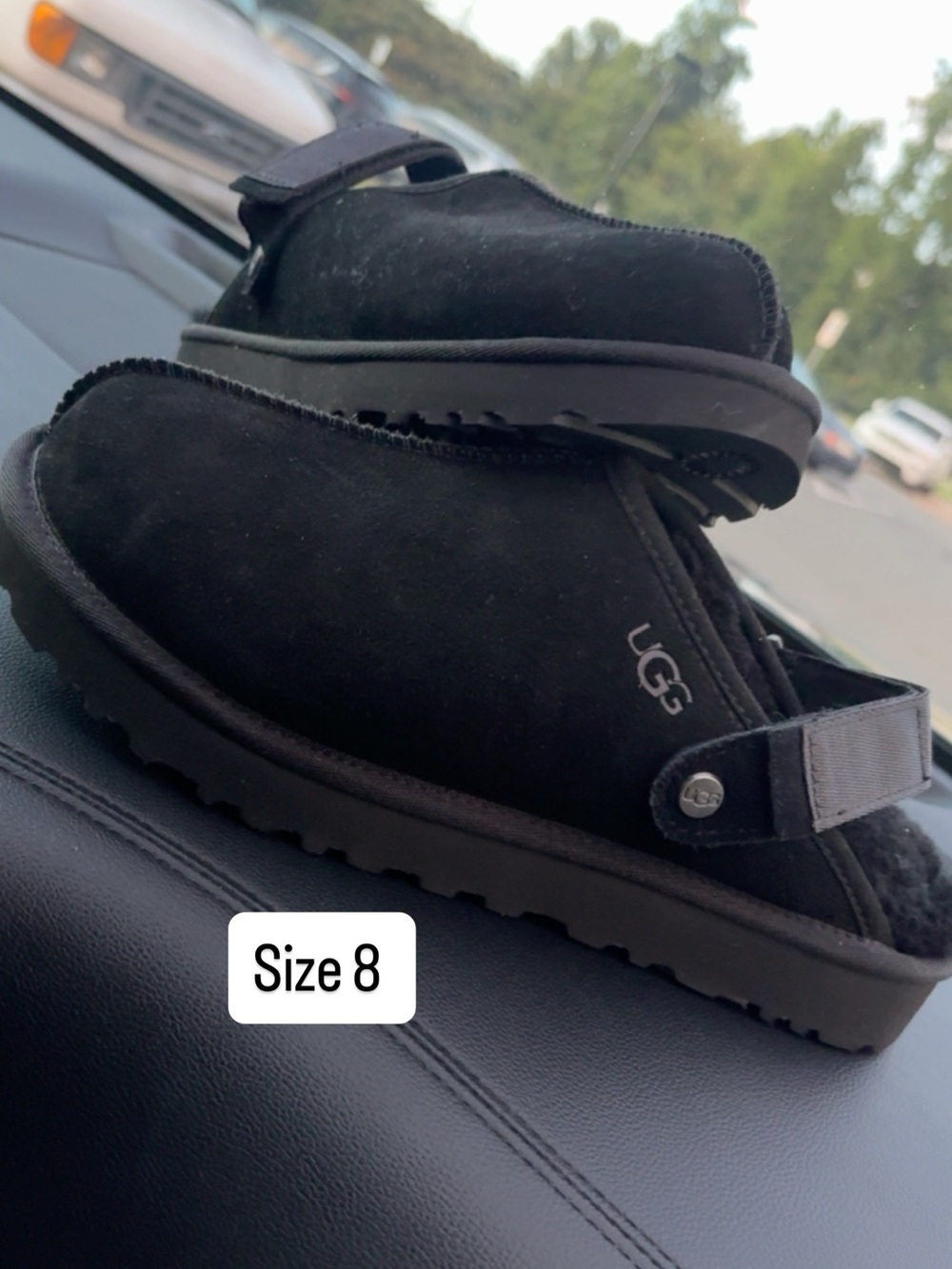 UGG Men's Black Suede Slide Sandals with Adjustable Back Strap